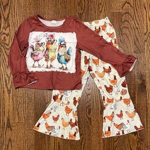 Cute Kids (Girl) Chicken Print Set